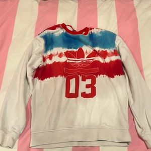 Adidas red blue white tie dye 03 crew neck size small